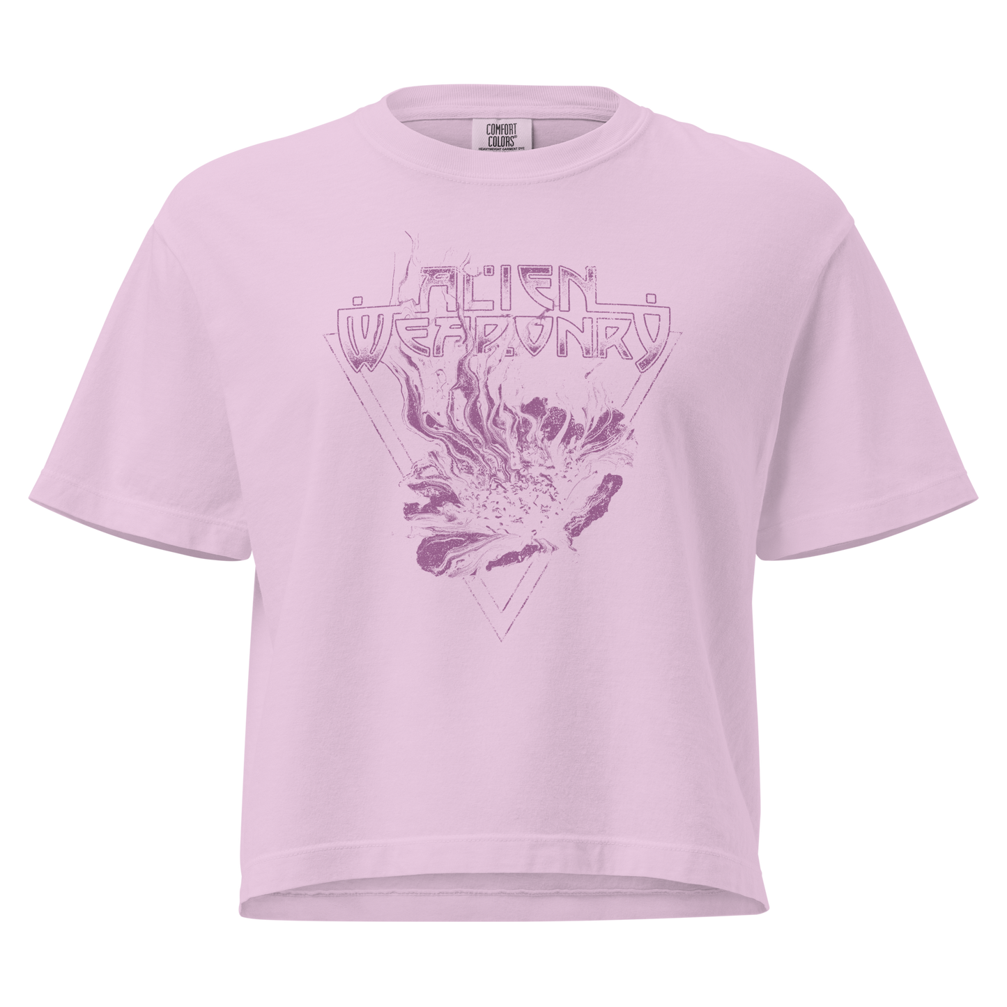 Light purple t-shirt with graphic design on a white background
