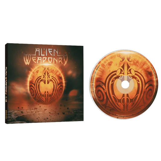 CD cover and disc with 'Alien Weaponry' design on a white background
