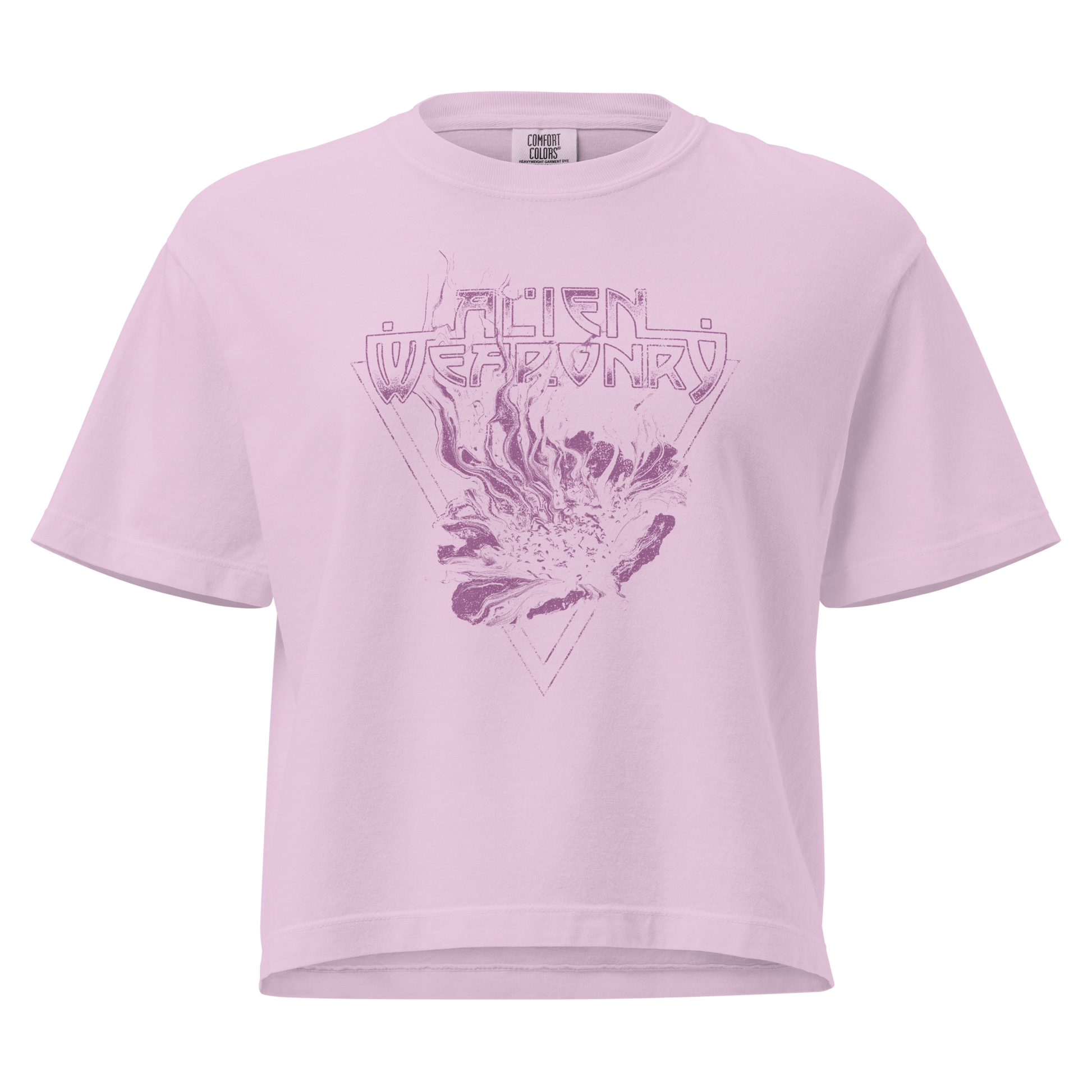 Light purple t-shirt with graphic design on a white background